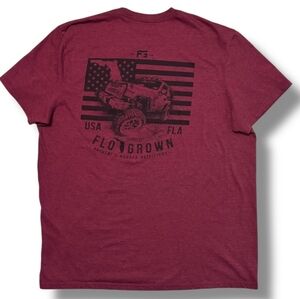FLOGROWN Maroon Crew Neck Shirt USA Mud Truck Design